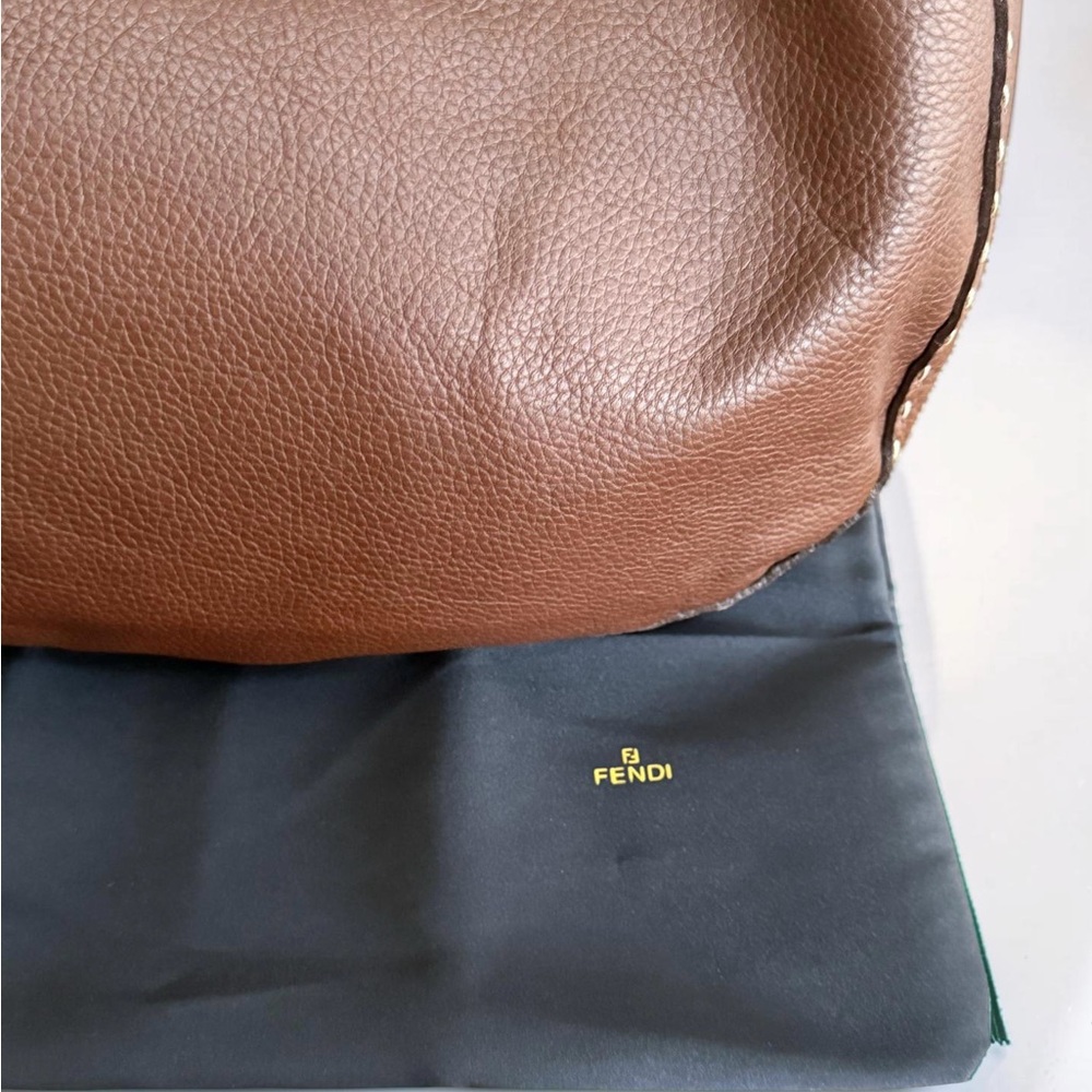 Authentic FENDI Selleria Grain Leather Hobo Bag with Contrast Stitching! COA! - Picture 10 of 16